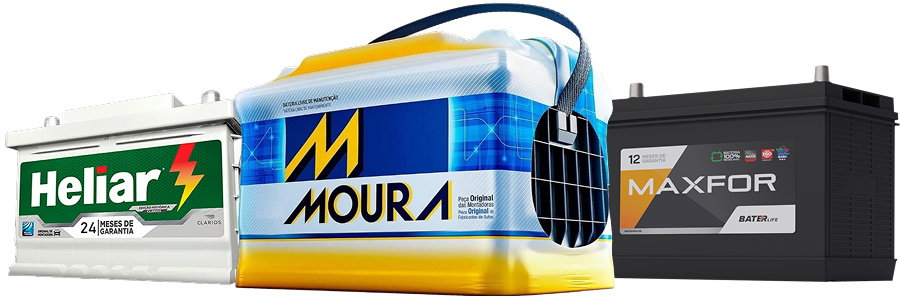 Baterias automotivas Heliar, Moura e Maxfor